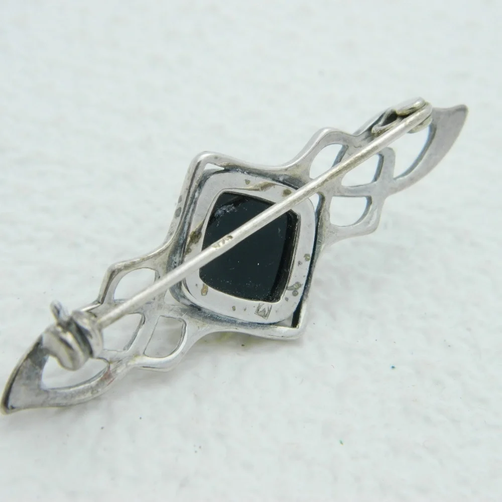 Sterling Silver Amber Brooch